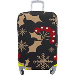 Christmas Pattern With Snowflakes Berries Luggage Cover (large) by Uceng