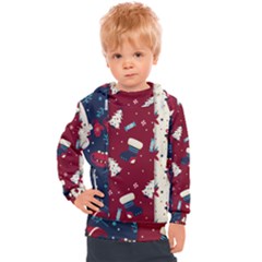 Flat Design Christmas Pattern Collection Art Kids  Hooded Pullover by Uceng