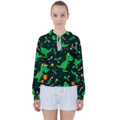 Christmas Funny Pattern Dinosaurs Women s Tie Up Sweat by Uceng