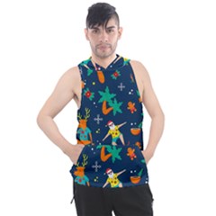 Colorful Funny Christmas Pattern Men s Sleeveless Hoodie by Uceng