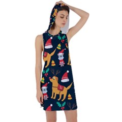 Funny Christmas Pattern Background Racer Back Hoodie Dress by Uceng