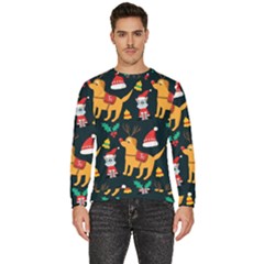 Funny Christmas Pattern Background Men s Fleece Sweatshirt by Uceng