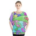 Colorful stylish design Batwing Chiffon Blouse View1