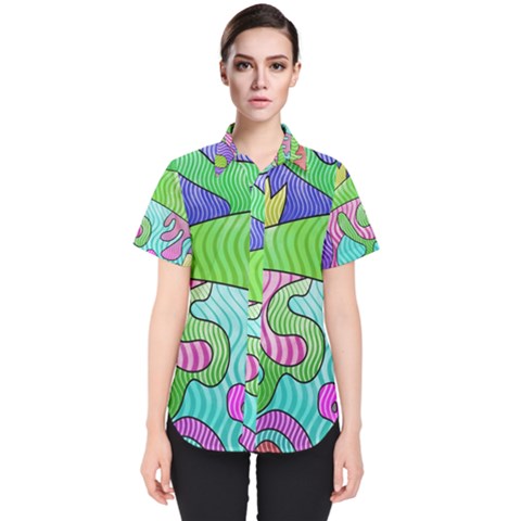 Colorful Stylish Design Women s Short Sleeve Shirt by gasi