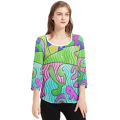 Colorful Stylish Design Chiffon Quarter Sleeve Blouse by gasi