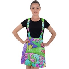 Colorful Stylish Design Velvet Suspender Skater Skirt by gasi