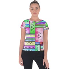 Colorful Pattern Short Sleeve Sports Top  by gasi