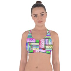 Colorful Pattern Cross String Back Sports Bra by gasi