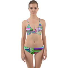 Colorful Pattern Wrap Around Bikini Set by gasi