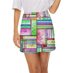 Colorful Pattern Mini Front Wrap Skirt by gasi