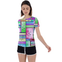 Colorful Pattern Back Circle Cutout Sports Tee by gasi