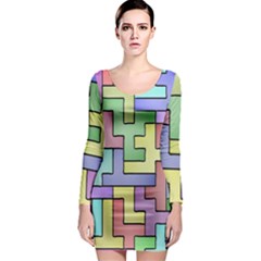 Colorful Stylish Design Long Sleeve Bodycon Dress by gasi