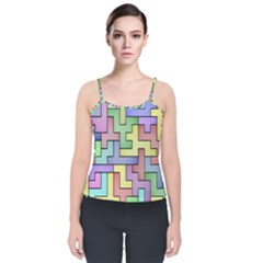 Colorful Stylish Design Velvet Spaghetti Strap Top by gasi