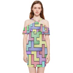 Colorful Stylish Design Shoulder Frill Bodycon Summer Dress by gasi