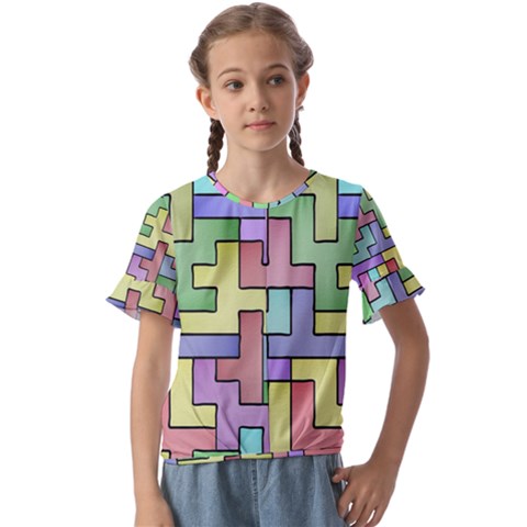 Colorful Stylish Design Kids  Cuff Sleeve Scrunch Bottom Tee by gasi