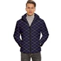 royal blue plaid / tartan Men s Hooded Quilted Jacket View1