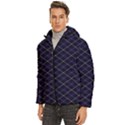 royal blue plaid / tartan Men s Hooded Quilted Jacket View2