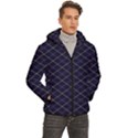 royal blue plaid / tartan Men s Hooded Quilted Jacket View3