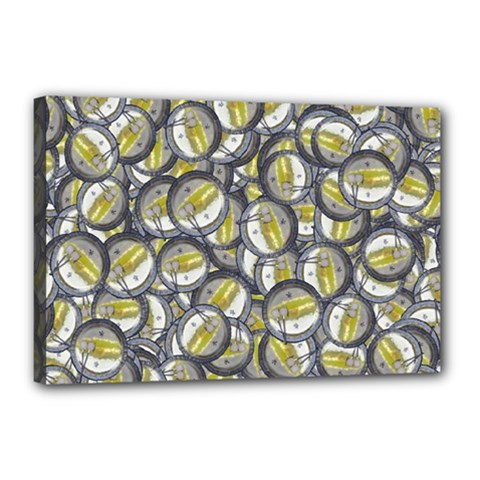 Gong Instrument Motif Pattern Canvas 18  X 12  (stretched) by dflcprintsclothing