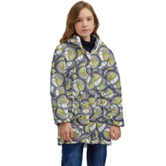 Gong Instrument Motif Pattern Kid s Hooded Longline Puffer Jacket by dflcprintsclothing