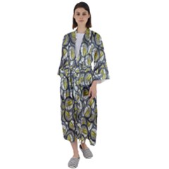 Gong Instrument Motif Pattern Maxi Satin Kimono by dflcprintsclothing