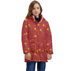 Background Pattern Texture Design Kid s Hooded Longline Puffer Jacket by Ravend