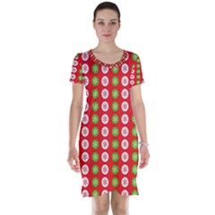 Festive Pattern Christmas Holiday Short Sleeve Nightdress by Ravend