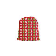 Festive Pattern Christmas Holiday Drawstring Pouch (xs) by Ravend