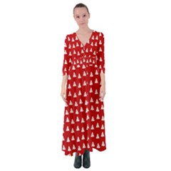 White Christmas Tree Red Button Up Maxi Dress by TetiBright