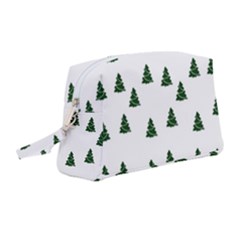 Green Christmas Trees White Wristlet Pouch Bag (medium) by TetiBright