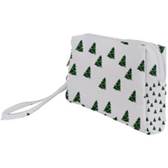 Green Christmas Trees White Wristlet Pouch Bag (small) by TetiBright