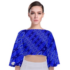 Abstract Tech Modern Pattern Tie Back Butterfly Sleeve Chiffon Top by dflcprintsclothing