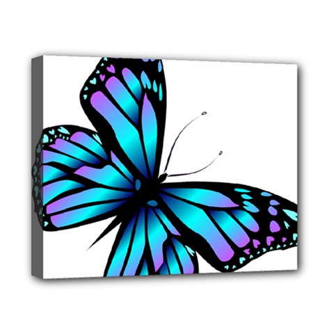 Blue And Pink Butterfly Illustration, Monarch Butterfly Cartoon Blue, Cartoon Blue Butterfly Free Pn Canvas 10  X 8  (stretched) by asedoi