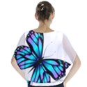 Blue And Pink Butterfly Illustration, Monarch Butterfly Cartoon Blue, Cartoon Blue Butterfly Free Pn Batwing Chiffon Blouse View2