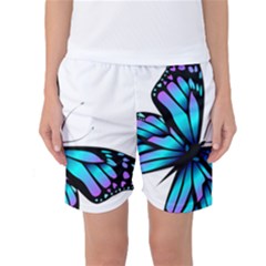 Blue And Pink Butterfly Illustration, Monarch Butterfly Cartoon Blue, Cartoon Blue Butterfly Free Pn Women s Basketball Shorts by asedoi