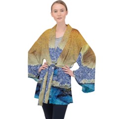 Abstract Painting Art Texture Long Sleeve Velvet Kimono  by Ravend