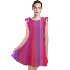 Multicolored Abstract Linear Print Tie Up Tunic Dress by dflcprintsclothing