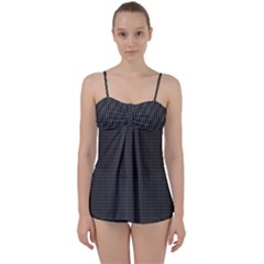 Small Grey Black Plaid Babydoll Tankini Set by violetheavensky