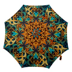 Orange, Turquoise And Blue Pattern  Hook Handle Umbrellas (small) by Sobalvarro