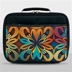 Orange, Turquoise And Blue Pattern  Lunch Bag by Sobalvarro