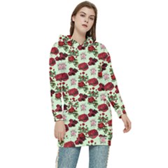 Flowers Pattern Women s Long Oversized Pullover Hoodie by Sparkle