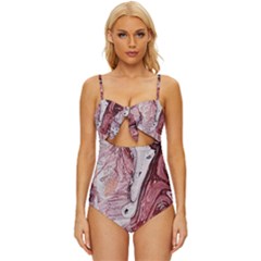 Cora; Abstraction Knot Front One-piece Swimsuit by kaleidomarblingart