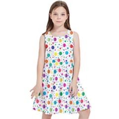 Rainbow Dotty White Kids  Skater Dress by ALIXE