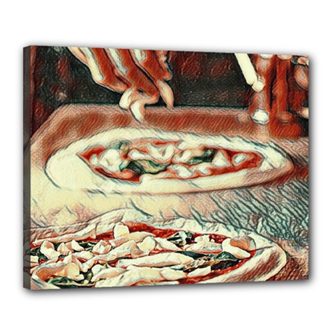 Naples Pizza On The Making Canvas 20  X 16  (stretched) by ConteMonfrey