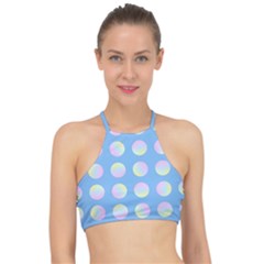 Abstract Stylish Design Pattern Blue Racer Front Bikini Top by brightlightarts