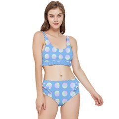 Abstract Stylish Design Pattern Blue Frilly Bikini Set by brightlightarts