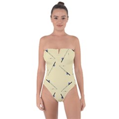 Fishing Rods Pattern Brown Tie Back One Piece Swimsuit by TetiBright