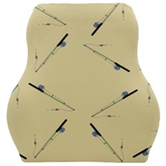 Fishing Rods Pattern Brown Car Seat Velour Cushion  by TetiBright