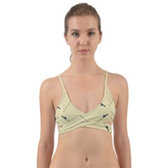 Fishing Rods Pattern Brown Wrap Around Bikini Top by TetiBright