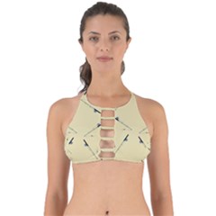 Fishing Rods Pattern Brown Perfectly Cut Out Bikini Top by TetiBright